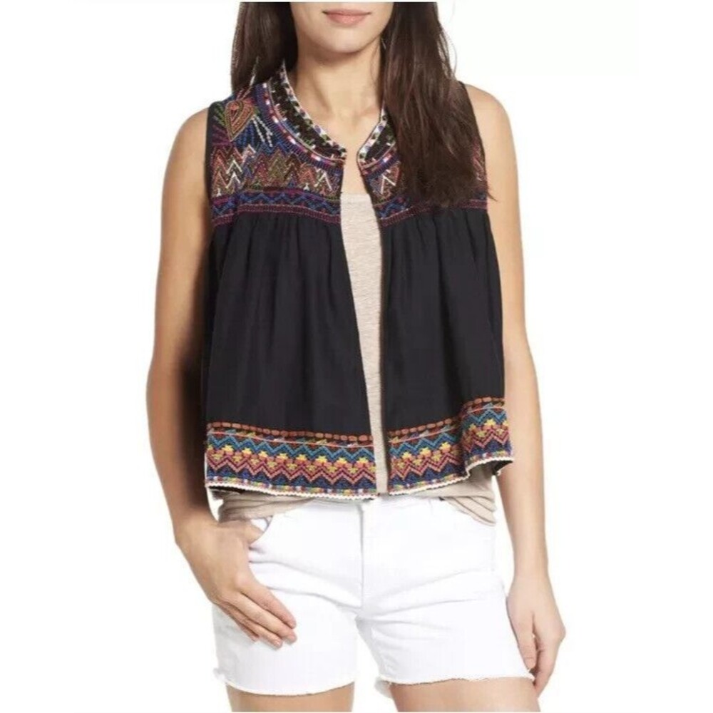 NWT Velvet by Graham & Spencer Anthropologie Embroidered Vest Women S Festival